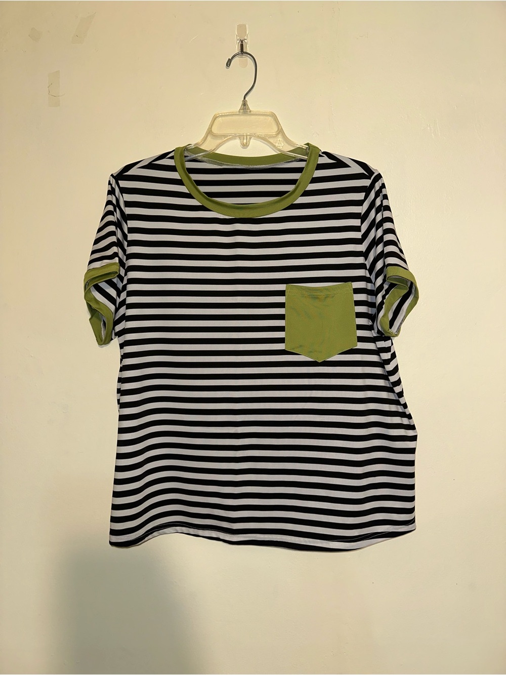 Striped top with lime green color contrast